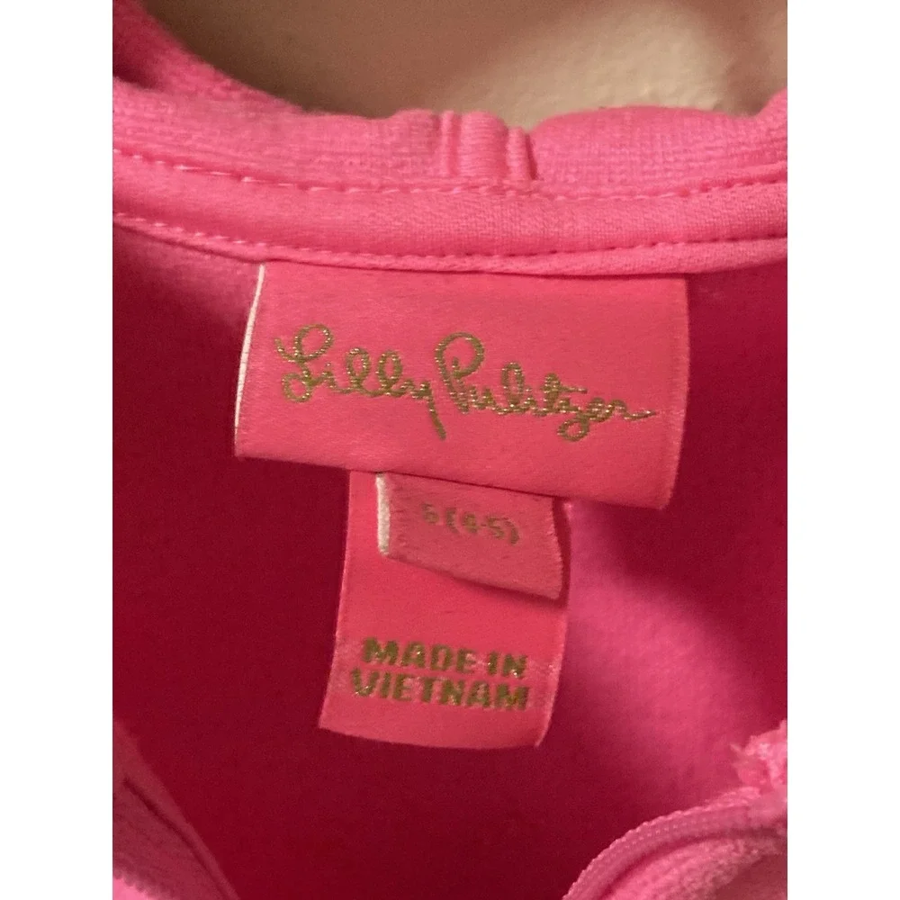 Lilly Pulitzer Girls Hooded Terry Cover‎ Up Dress Pink Size 4-5 Swim Beach Pool